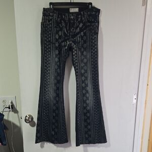 Free People Blue Patterned Jeans
